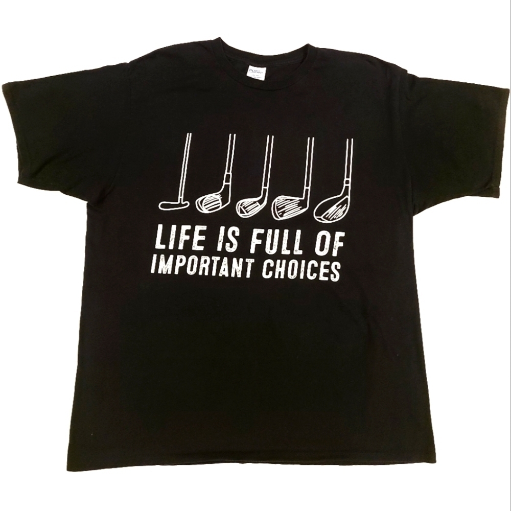 3/$20 Port & Company Black Novelty Golf T-shirt